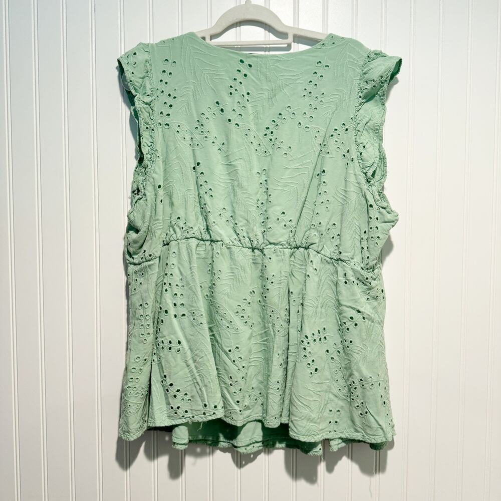 Torrid Mint Green Eyelet Lace Top Ruffled Sleeves Plus Size 3X - Picture 6 of 6